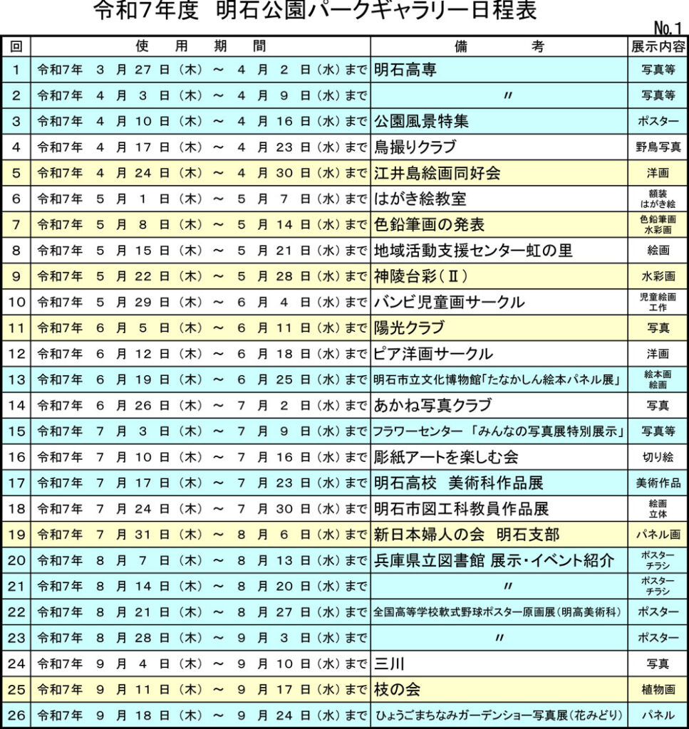 令和7年パークギャラリー日程表-1